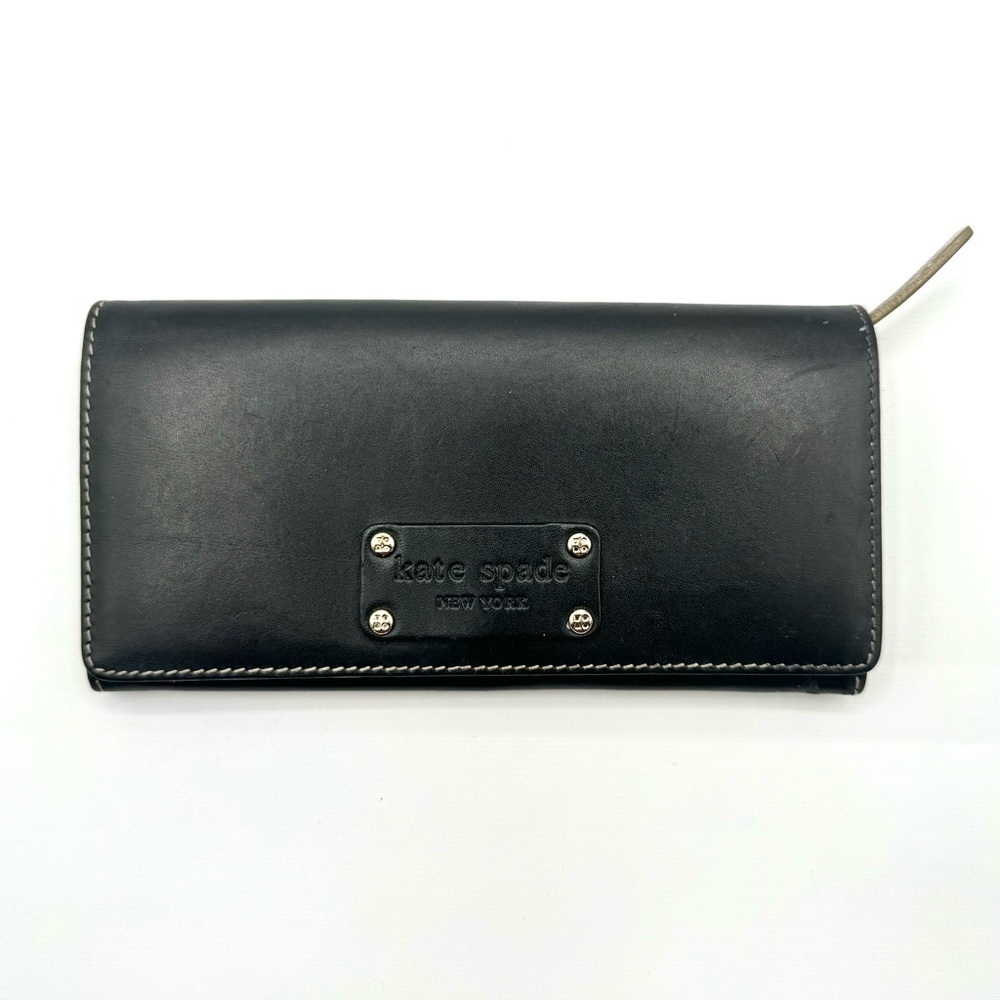 KATE SPADE BLACK WALLET GOLD INTERIOR FOR WOMAN